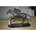 thumbnail image 4 of Nifao Jockey on Horse Sculpture Racing Art Decor, Oceane Elegant Decorative Bronze Statue – Home Decor Sculpture, 11"L x 4"W x 8"H, 4 of 12