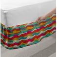 thumbnail image 2 of Abstract Bed Skirt, Vibrant Colored Hand-drawn Wave Pattern Colorful Retro Style Funky Illustration, Elastic Bedskirt Dust Ruffle Wrap Around for Bedding Decor, 4 Sizes, Multicolor, by Ambesonne, 2 of 2