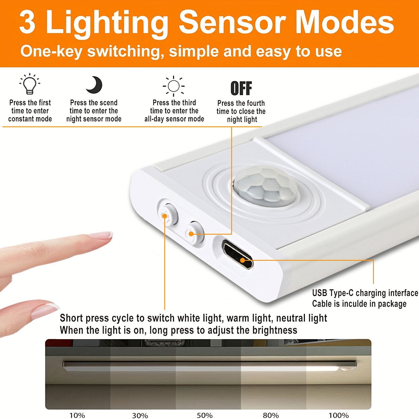 2 Pack Motion Sensor Under Cabinet Lights Indoor 16 Inch Rechargeable Under Cabinet Lighting Lights for Kitchen, Battery Powered 80 LED Stair Wall Closet Light Wireless Indoor - Silver