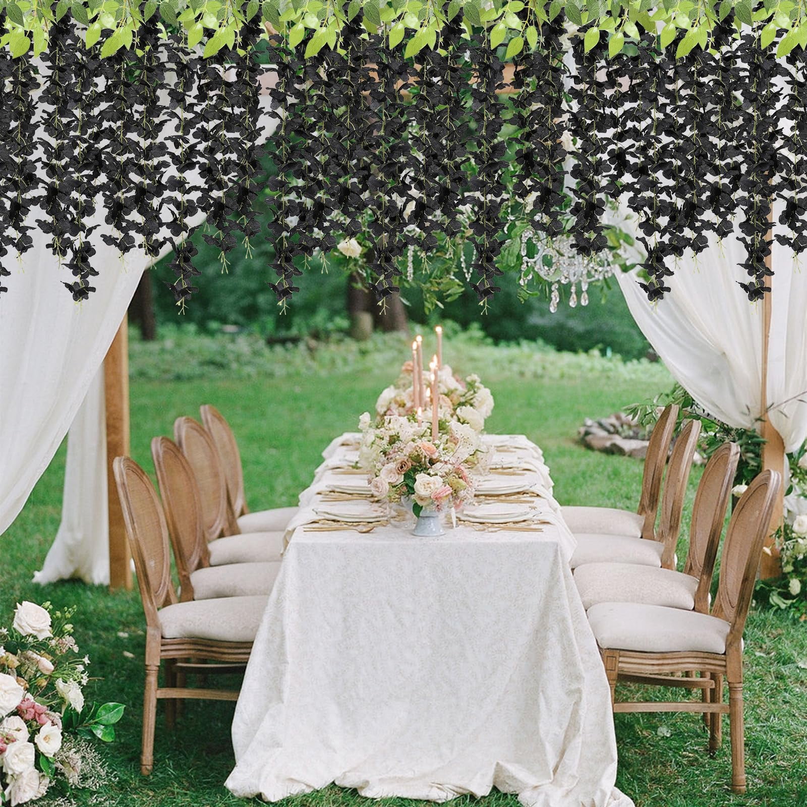 24 Pack Artificial Fake Wisteria Vine Ratta Hanging Garland Silk Flowers String Home Party Wedding Decor