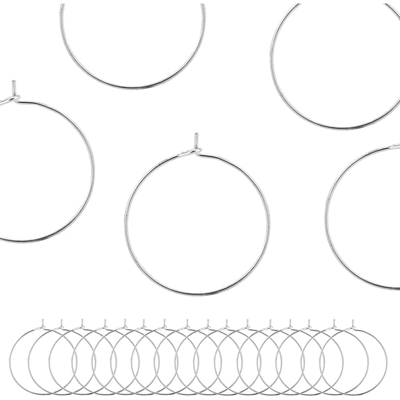60 Pcs 25mm Silver Plated Wine Glass Charm Rings Beading Marker Birthday Wedding Favor