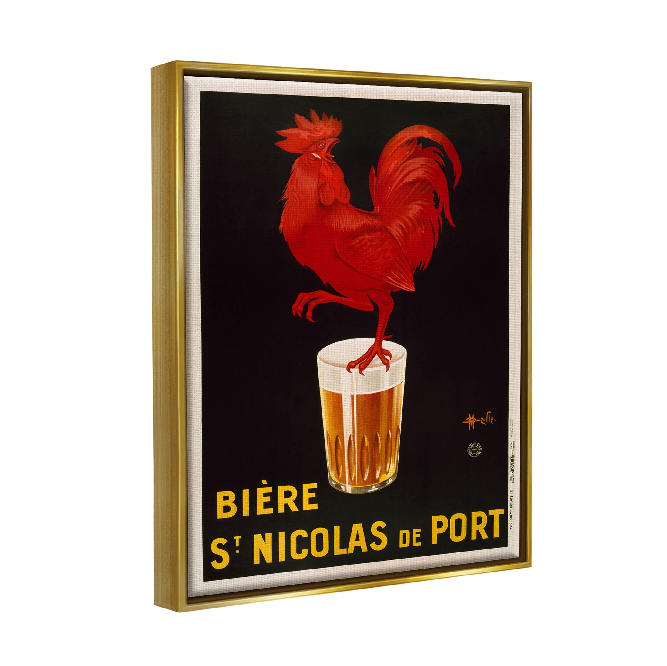 Stupell Industries Vintage Beer Brewery Ad Graphic Art Metallic Gold Floating Framed Canvas Print Wall Art, Design by Marcus Jules