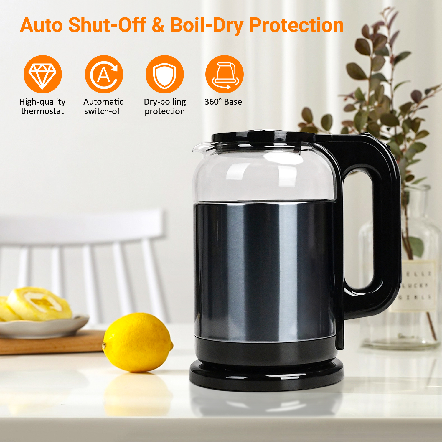 TINANA 2L Electric Glass Kettle with Auto Shutoff, 1500W photo 3