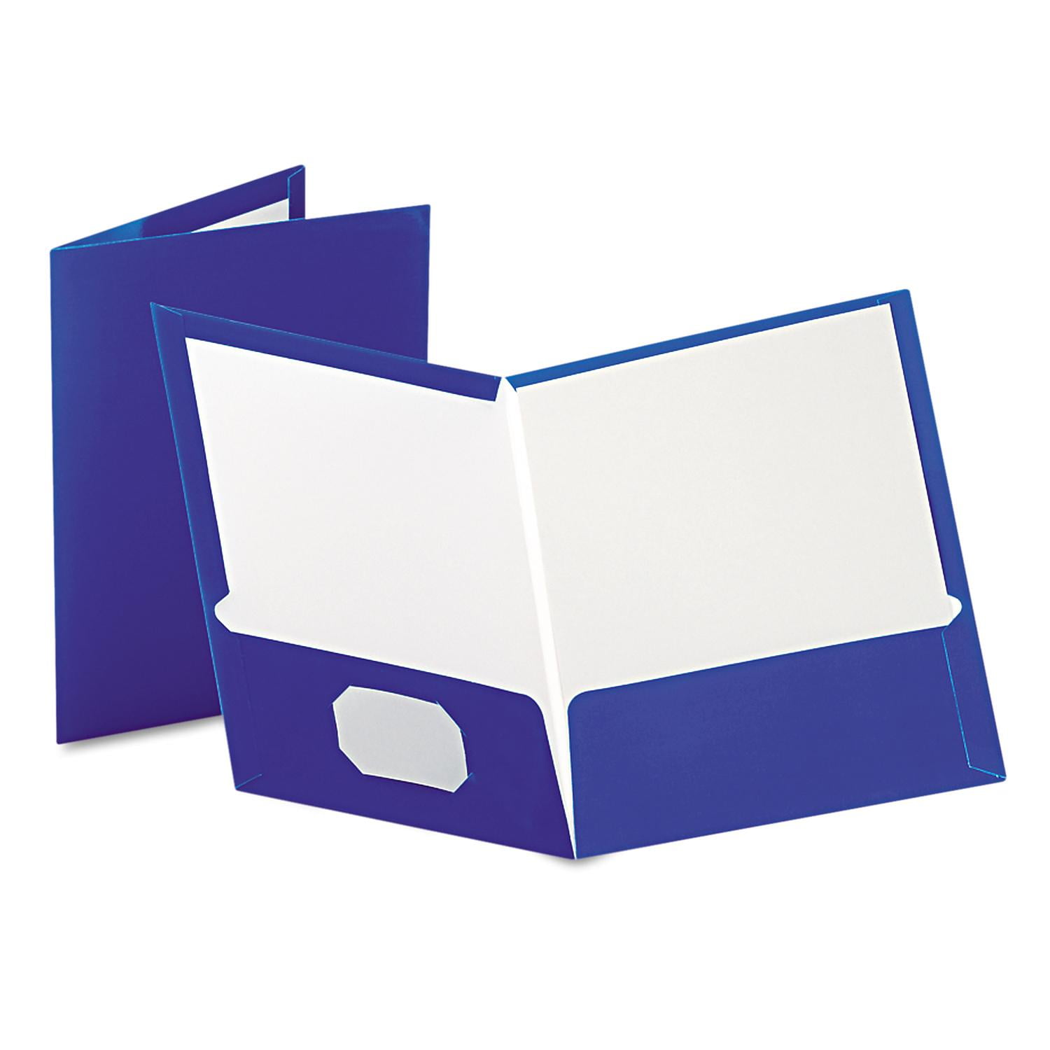 Oxford High Gloss Laminated Paperboard Folder, 100Sheet Capacity, Blue