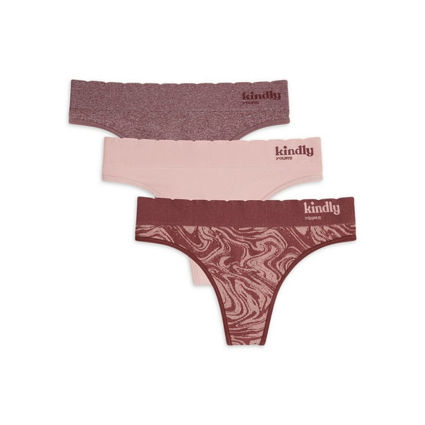 kindly yours Women’s Sustainable Seamless Thong Underwear, 3-Pack ...