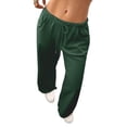 thumbnail image 2 of WULMLEO Women's Baggy Wide Leg Sweatpants High Elastic Waist Athletic Pants Adjustable Drawstring Casual Lounge Pants with Pockets Dark Green XL, 2 of 6