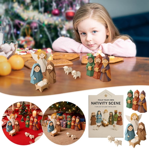 RKSTN Christmas Nativity Scene Origami Nativity Crafts for Kids Religious Christmas Crafts for Party Favors Christmas Decorations Indoor