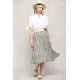 thumbnail image 2 of Made by Johnny Women's High Elastic Waist Pleated Mid A-Line Swing Skirt S WHITE_BLACK, 2 of 6