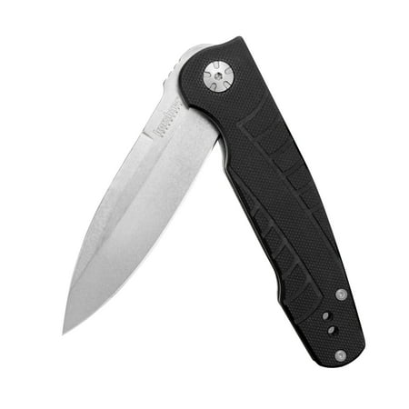 Kershaw Westin Folding Knife (3460); 3.5” Stonewashed Stainless Steel Blade; Glass-Filled Nylon Handle with Steel Back, SpeedSafe Opening, Frame Lock and Reversible Deep-Carry Pocketclip; 3.7