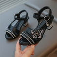 thumbnail image 7 of hoksml Girls Low Heel Sandals with Rhinestone Butterfly Toddler Little Kid Dress Sandals, 7 of 7