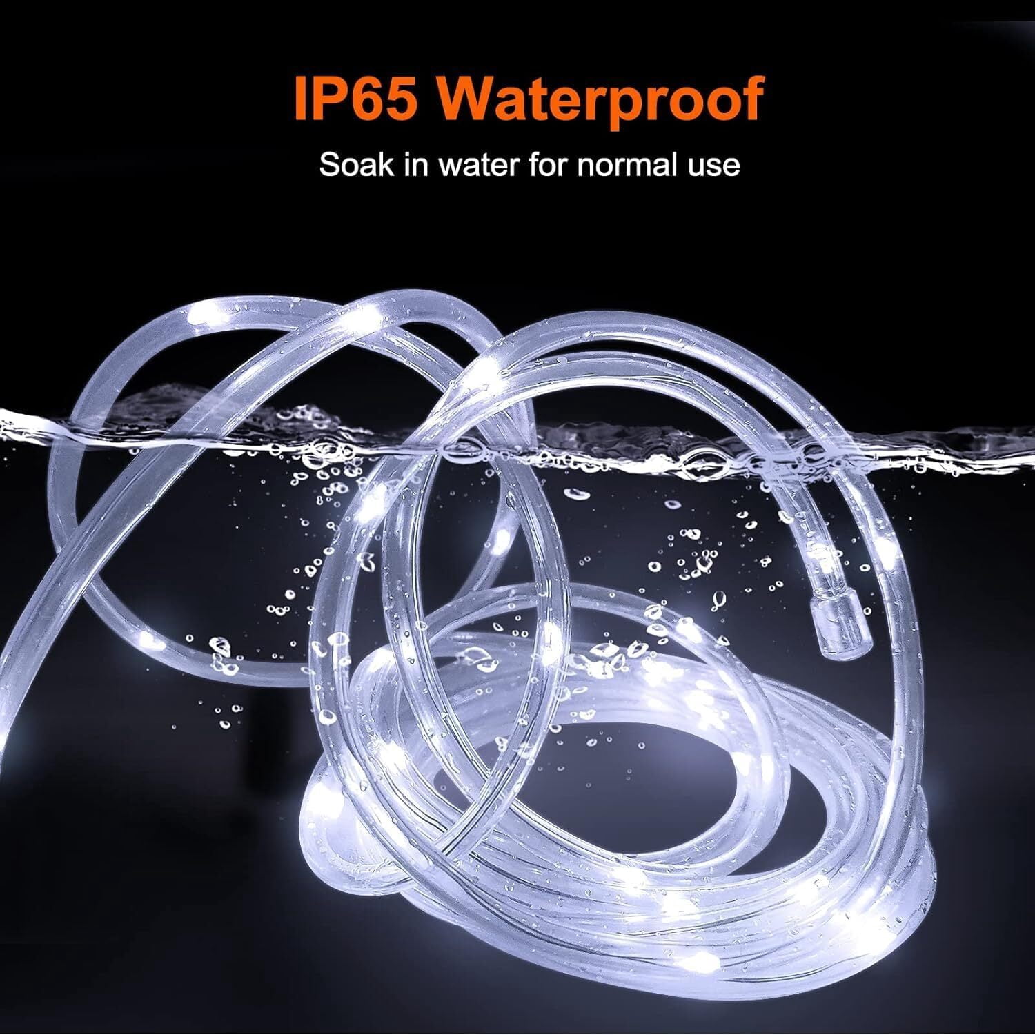 GoXteam Solar Rope Lights Outdoor IP65 Waterproof, 39FT 100LED Outdoor String Lights 8 Modes Trampoline Lights for Pool Tree Garden Yard Home Camping Wedding Holiday Decor, White