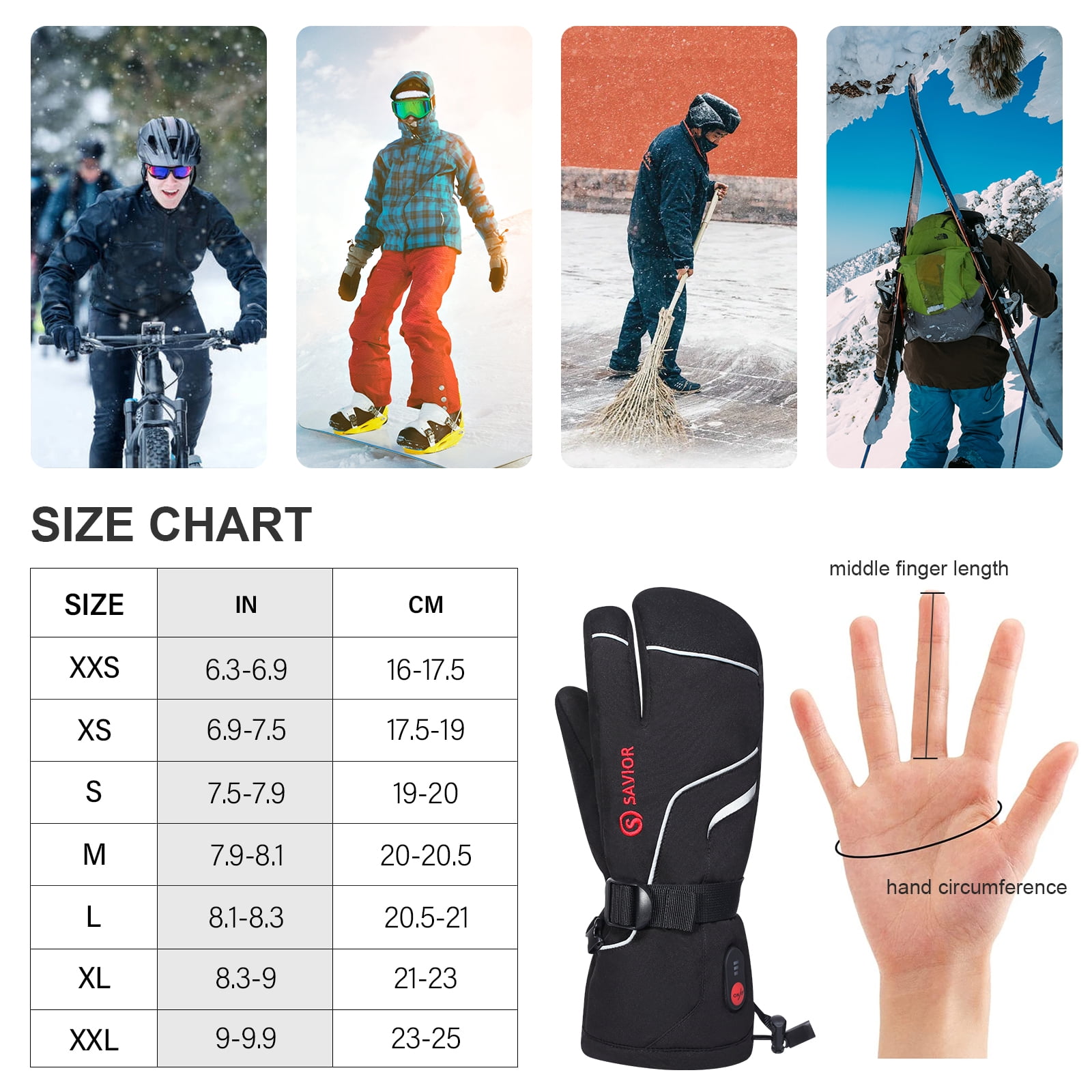 Snow Deer Heated Gloves, Unisex Rechargeable Battery-Powered Thermal Electric Gloves for Winter Outdoor Activities