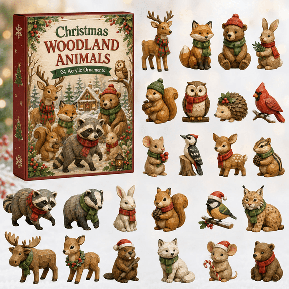 Christmas Woodland Crew Advent Calendar 2026 - 24-Day Festive Countdown, Acrylic Charms Blind Box - Gift For Woodland Lovers, Family Members