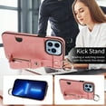 thumbnail image 3 of TECH CIRCLE Case for iPhone 11 Pro (6.1") 2019 - Lightweight Leather Phone Case with Stand & Card Holder & Buckle & Hand Strap, Protective Functional Cover, Pink, 3 of 8