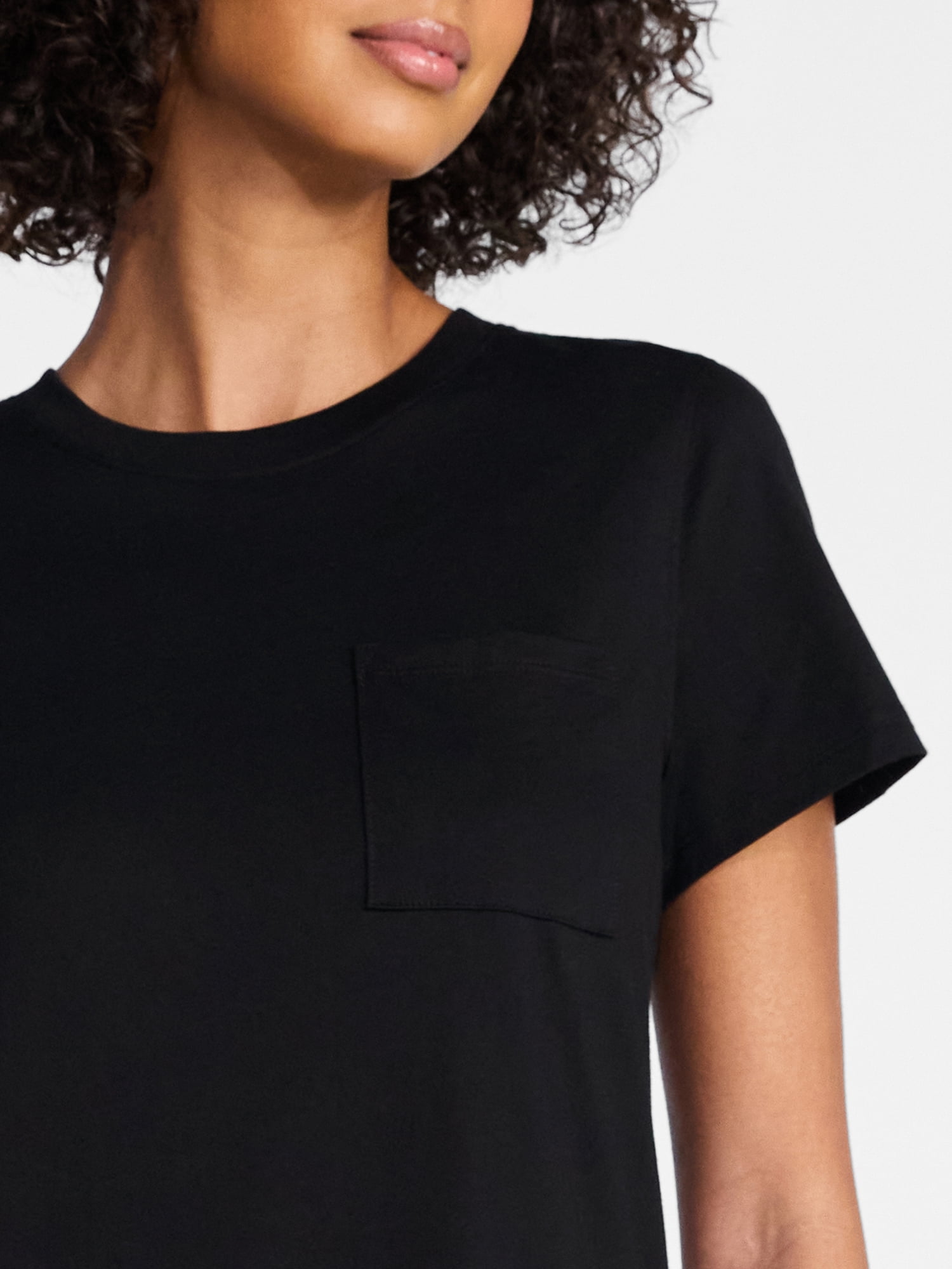 Time and Tru Women's Cotton Midi T-Shirt Dress with Short Sleeves, Sizes XS-XXXL