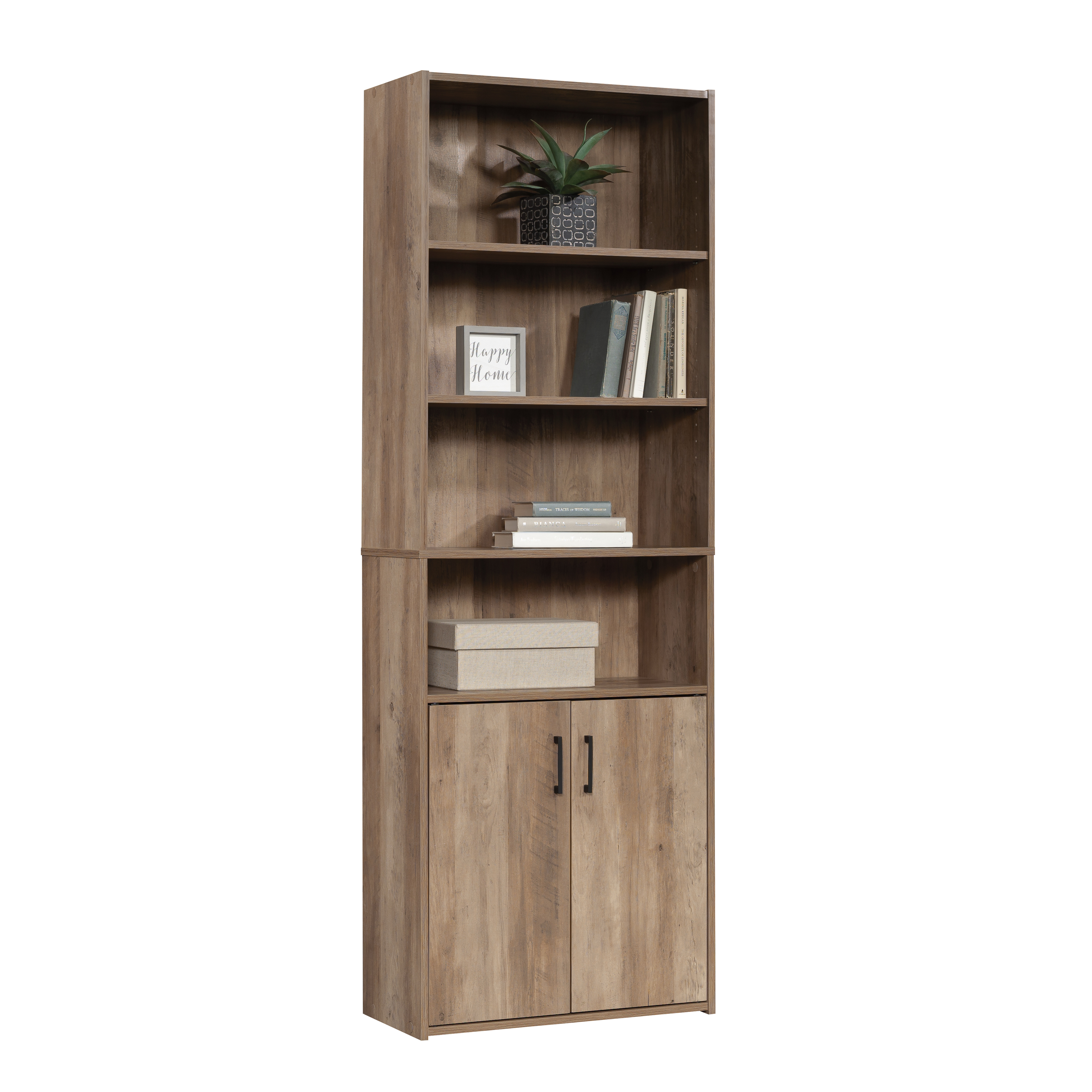 Mainstays Traditional 5 Shelf Bookcase with Doors, Weathered Oak Finish - image 4 of 10
