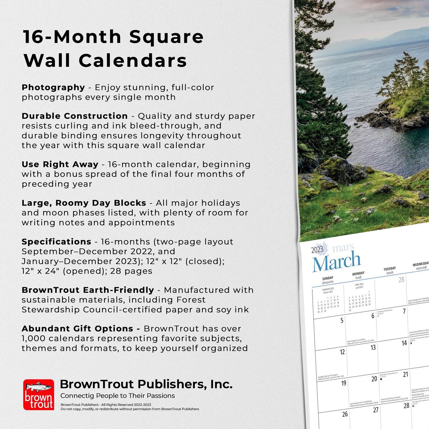 Victoria & Vancouver Island | 2023 12x24 Inch Square Wall Calendar