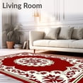thumbnail image 2 of ODIKA 3'x5' Machine Washable Non-Slip Area Rug, Vintage Medallion Botanical Design with Flourishing Baroque Scrolls High Traffic Rug, Red, 611792, 2 of 7