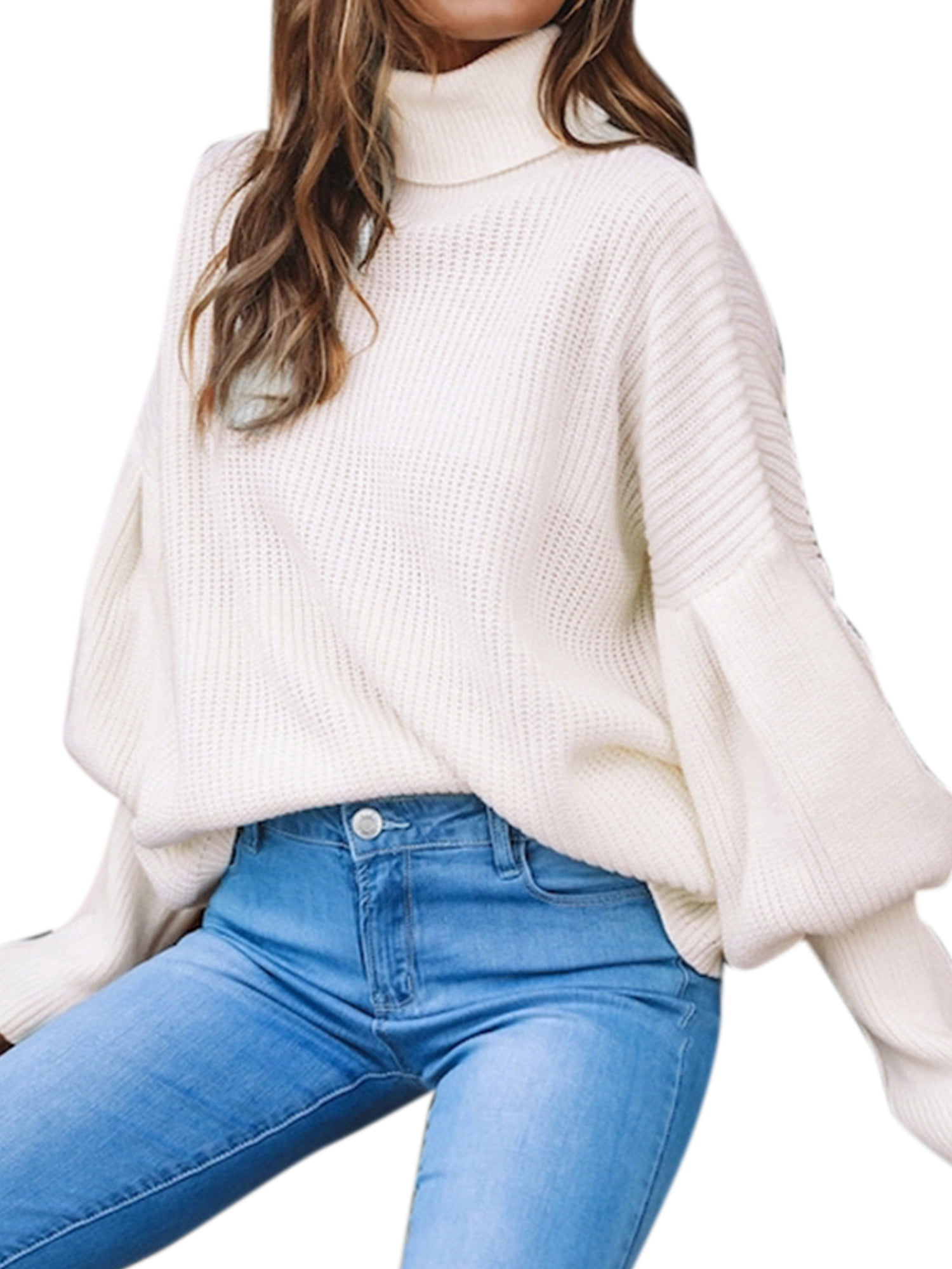 UPAIRC Women's Turtleneck Bishop Sleeve 