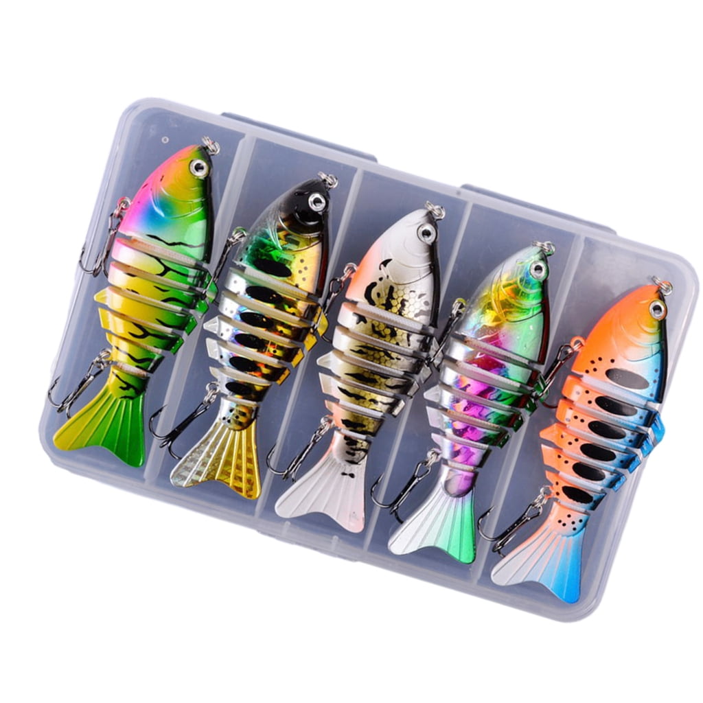 YongCo 7 Segment Artificial Hard Baits Swimming Lures with Treble Hook for Trout