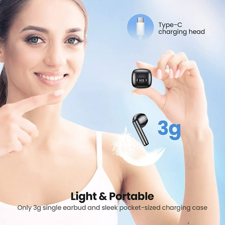 Wireless Earbuds for Amazon Fire HD 8 2022 Bluetooth 5.3 Headphones with LED Display Charging Case Waterproof IPX7 Hands Free Headset with Mic