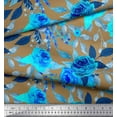 thumbnail image 2 of Soimoi Brown Rayon Crepe Fabric Rose Floral Print Sewing Fabric Yard 46 Inch Wide, 2 of 3