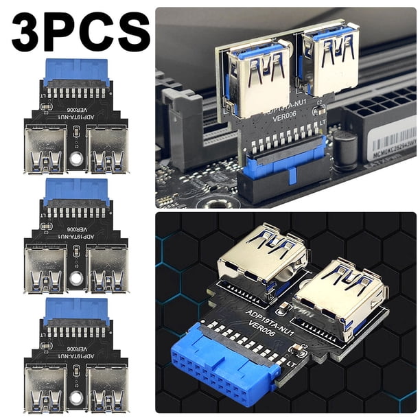 Conector 19 Pines A Tipo C/Dual USB para WIN /LINUX/MAC (doble Hacia Arriba)