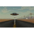 thumbnail image 1 of A Grey Alien Hitching A Ride From A Passing Ufo Poster Print, 18 x 11, 1 of 1