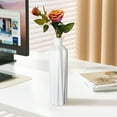 thumbnail image 4 of White Ceramic 12-Inch Tall Textured Decorative Flower Vase for Home Decor, 4 of 8