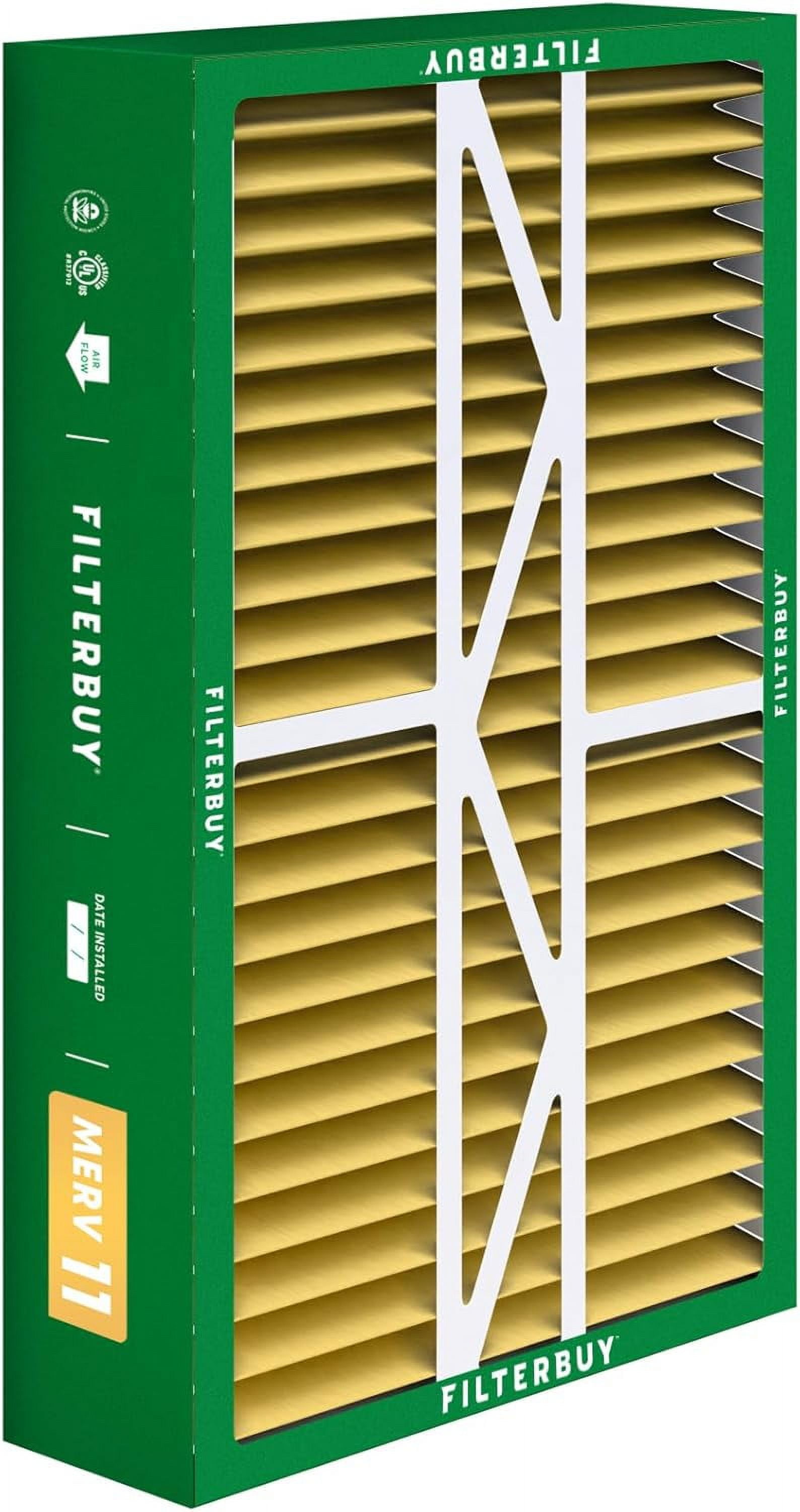 Filterbuy 16x25x5 Air Filter MERV 11 Allergy Defense, Pleated HVAC AC Furnace Filter Replacement for Amana, Goodman & More, 2-Pack
