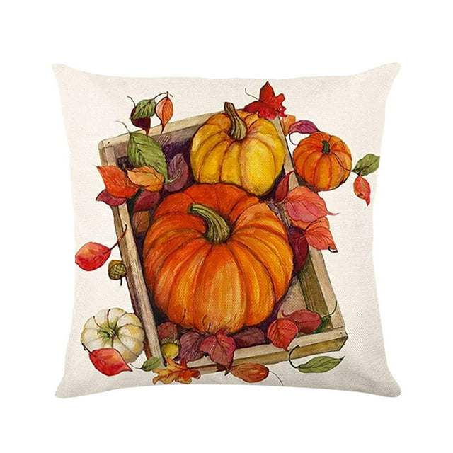 Ramiter Thanksgiving Fall Home Sofa Cover Decor Cushion Pillowcase Zipper Silk Pillowcase