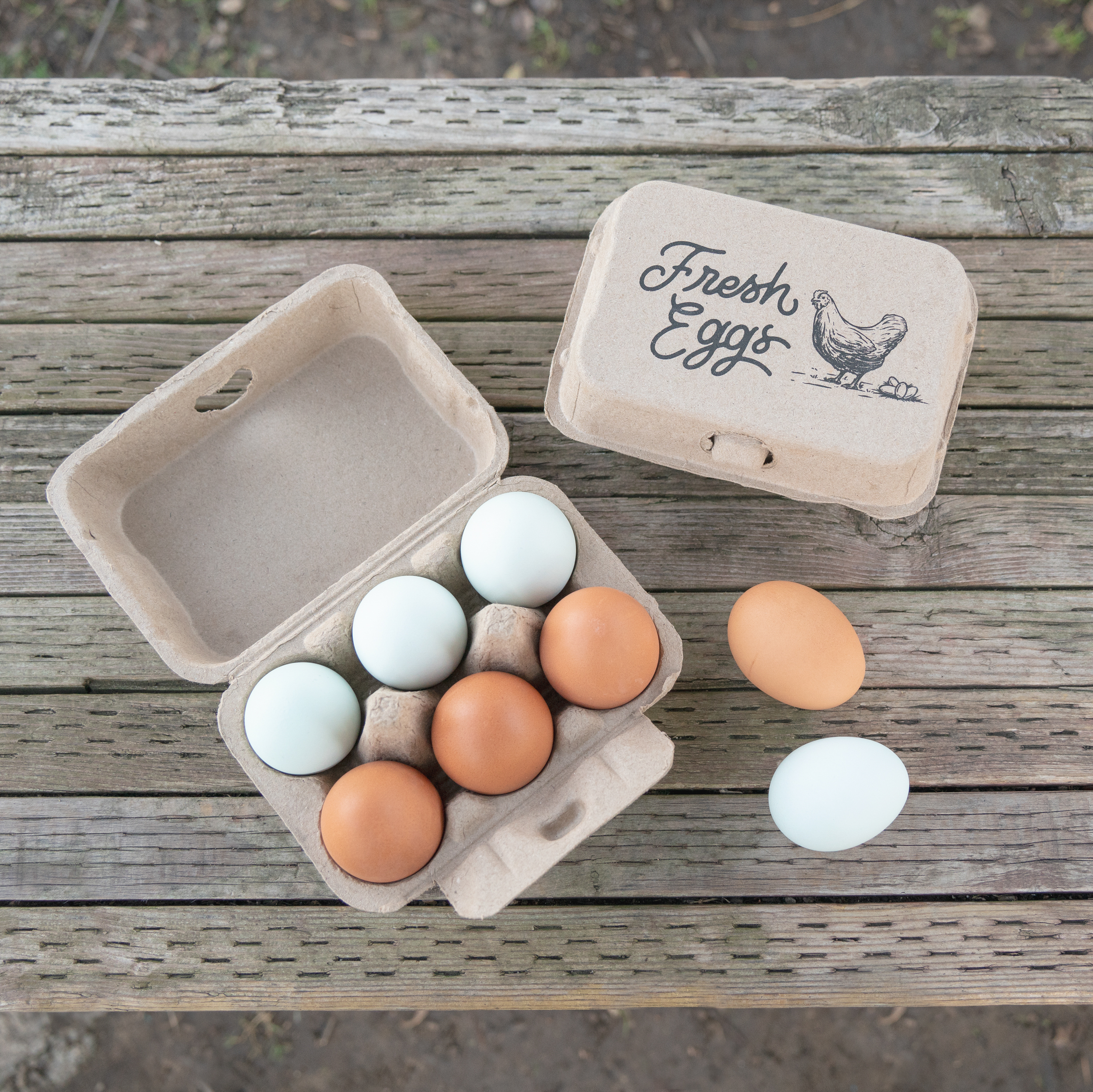 Hearty Produce Half Dozen Egg Cartons "Fresh Eggs" (30-Pack) | 2x3 Style | Biodegradable & Recycled Pulp | Perfect for Small Family-owned Farm