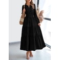 thumbnail image 3 of Vestido PRETTYGARDEN 2025 Maxi Cuello en V Manga Larga Negro Talle L, 3 of 7