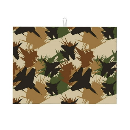 

Large Dish Drying Mats for Kitchen Counter - Aircraft Camouflage 18x24In Anti-Slip Absorbent Microfiber Drying Mat for Kitchen Counter Mat Dish Rack Mat with Hanging Loop