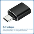 thumbnail image 4 of 3 Pcs Adaptador USB, Adaptador USB C a USB, Convertidor USB a USB C, Adaptador USB Tipo C, Adaptador USB C, Adaptador de cable USB a USB C para teléfono, laptop, coche, negro, 4 of 5