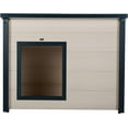 thumbnail image 1 of New Age Pet Rustic Lodge Dog House extérieur Érable avec garniture verte, 1 of 8