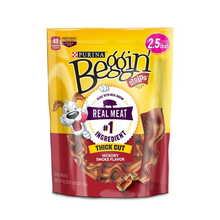 Purina Beggin Strips Bacon - Purina Beggin' Strips Thick Cut Hickory Smoke Flavor Dog Treats - 40 oz. Pouch
