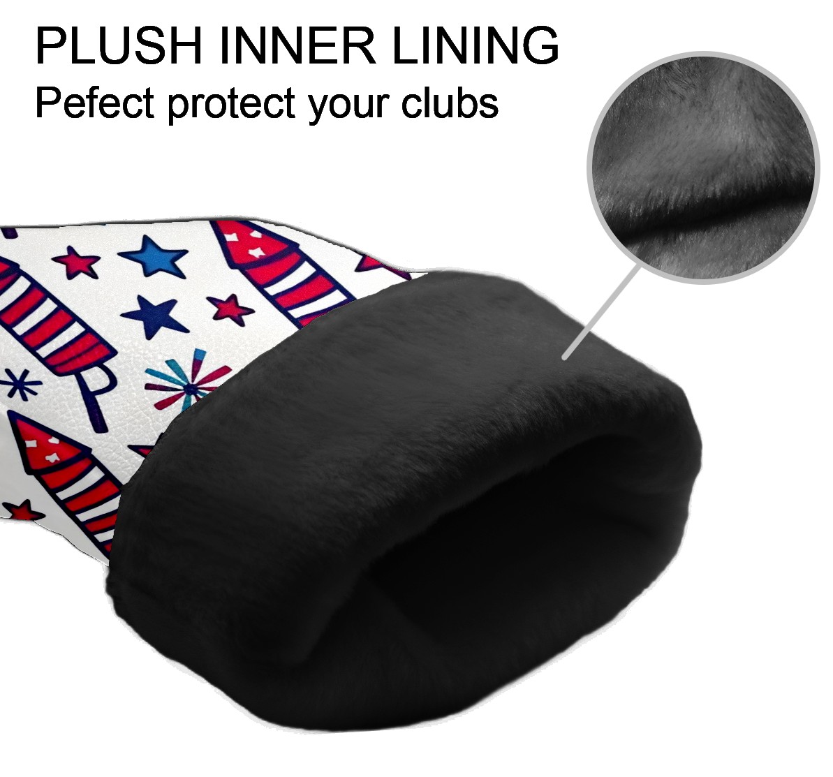 Golf Club Covers, RedBlue FireworkRocket Premium PU Leather Driver Hybrid Putter Head Covers with Velvet Lining, Waterproof Golf Gifts for Men Women