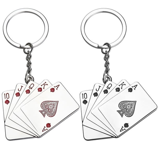 Juego de cartas Keychain Creative Poker Royal Flush Metal