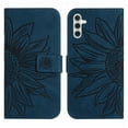 thumbnail image 2 of Mantto for Samsung Galaxy A25 5G Wallet Case with Wrist Strap,Stylish Sunflower Embossed PU Leather Shockproof Protective Magnetic Flip Stand Card Slots Protective Phone Cover,Inkblue, 2 of 11