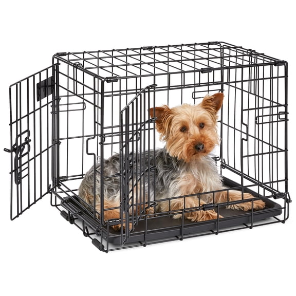 30 Inch Folding Single Door Dog Crate for Medium Dogs 21-40 lbs, Portable Pet iCrate with Divider Panel, Leak-Proof Tray & Secure Latch
