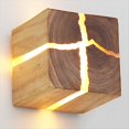 thumbnail image 2 of Aplique de Pared LED de Madera Agrietada, Cuadrado, de Madera Maciza, para Pasillo, Balcón, Iluminación Decorativa., 2 of 5