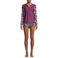 thumbnail image 2 of Time and Tru Women's Long Sleeve Rash Guard Swim Cover Up, 2 of 6
