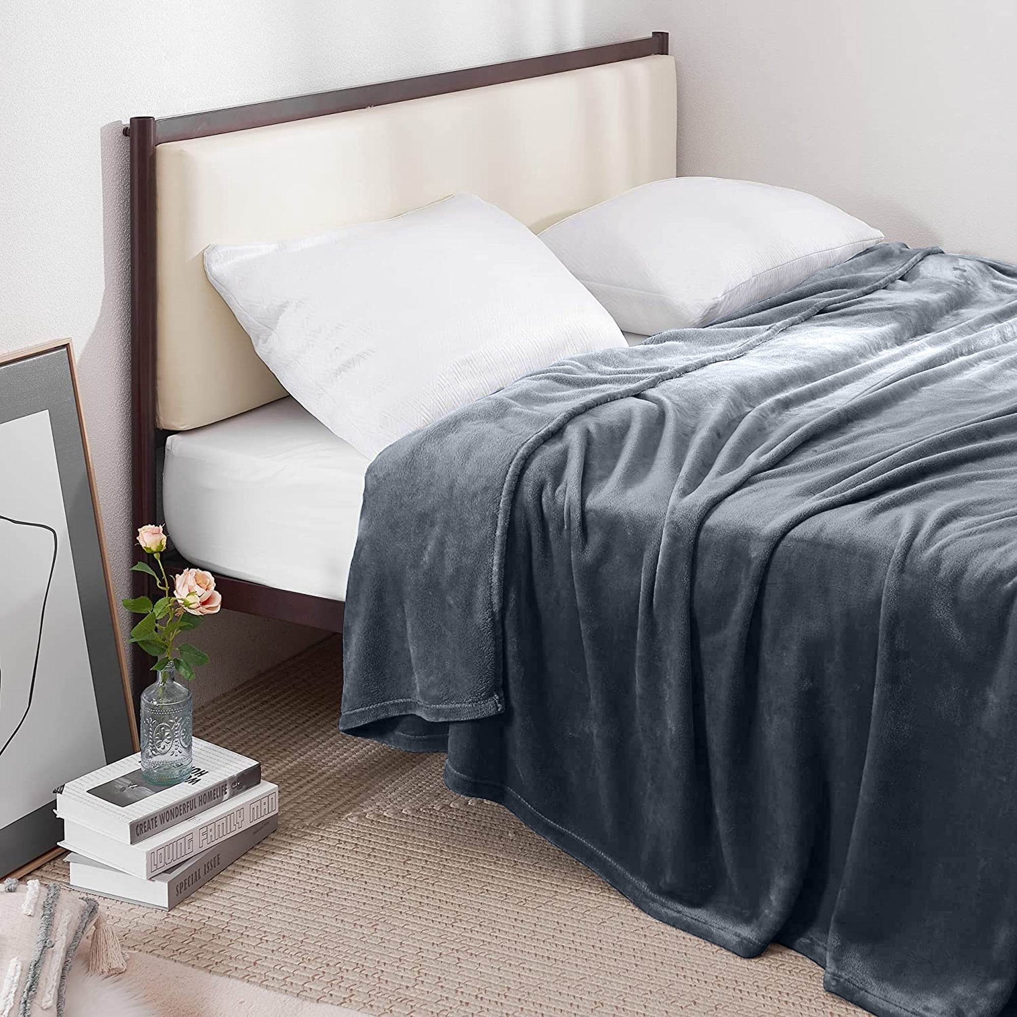 Throw Blanket, Fuzzy & Plush Warm Fleece Blanket, Queen Size Dark Gray Blankets for Couch Beds, Washable Soft Blankets for Women, 90" x 90"