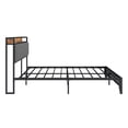 thumbnail image 2 of Yoneston Queen Size Metal Bed Frame with Upholstered Headboard and Charging Station for Adults, No Box Spring Needed, Light Gray, 2 of 6
