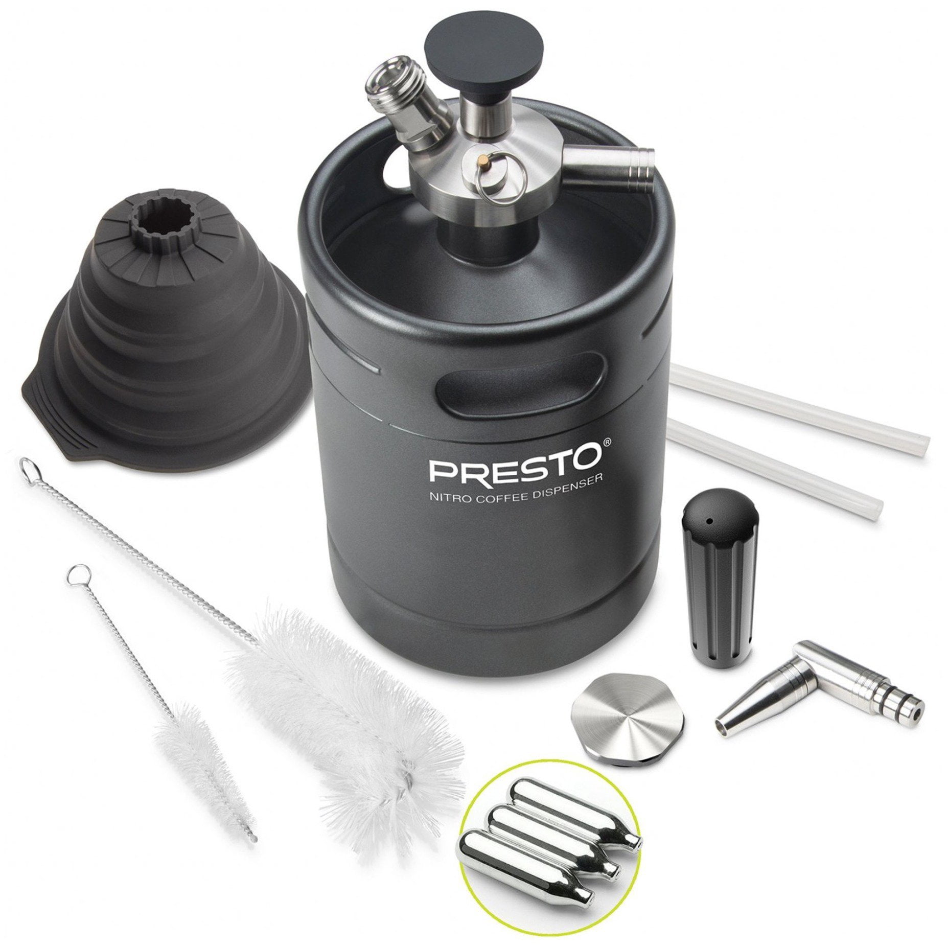 Presto Nitro Coffee Dispenser Stainless Steel 2 L Collapsible Beverage Dispenser