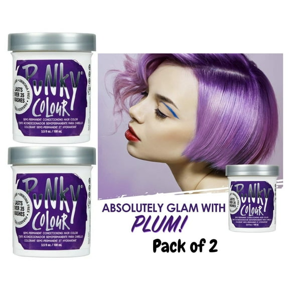 Jerome Russell PUNKY COLOUR Semi Permanent Conditioning Color 3.5 oz - Plum ( PACK OF 2 )