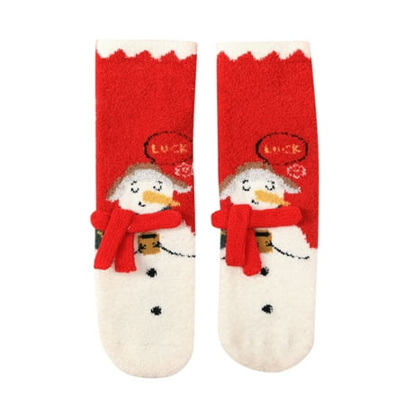 

Socks For Womens Christmachildren Coral Pile Warm Parentand Children Cartoon Baby Thermal Stockings For Women