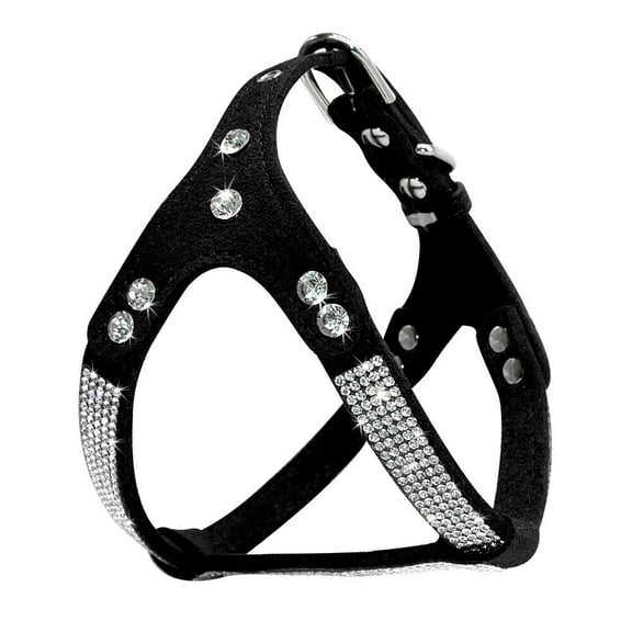 Didog Soft Suede Leather Dog Harness Bling Rhinestone Diamante Crystal Pet Cat Puppy Chest Strap Vest for Chihuahua
