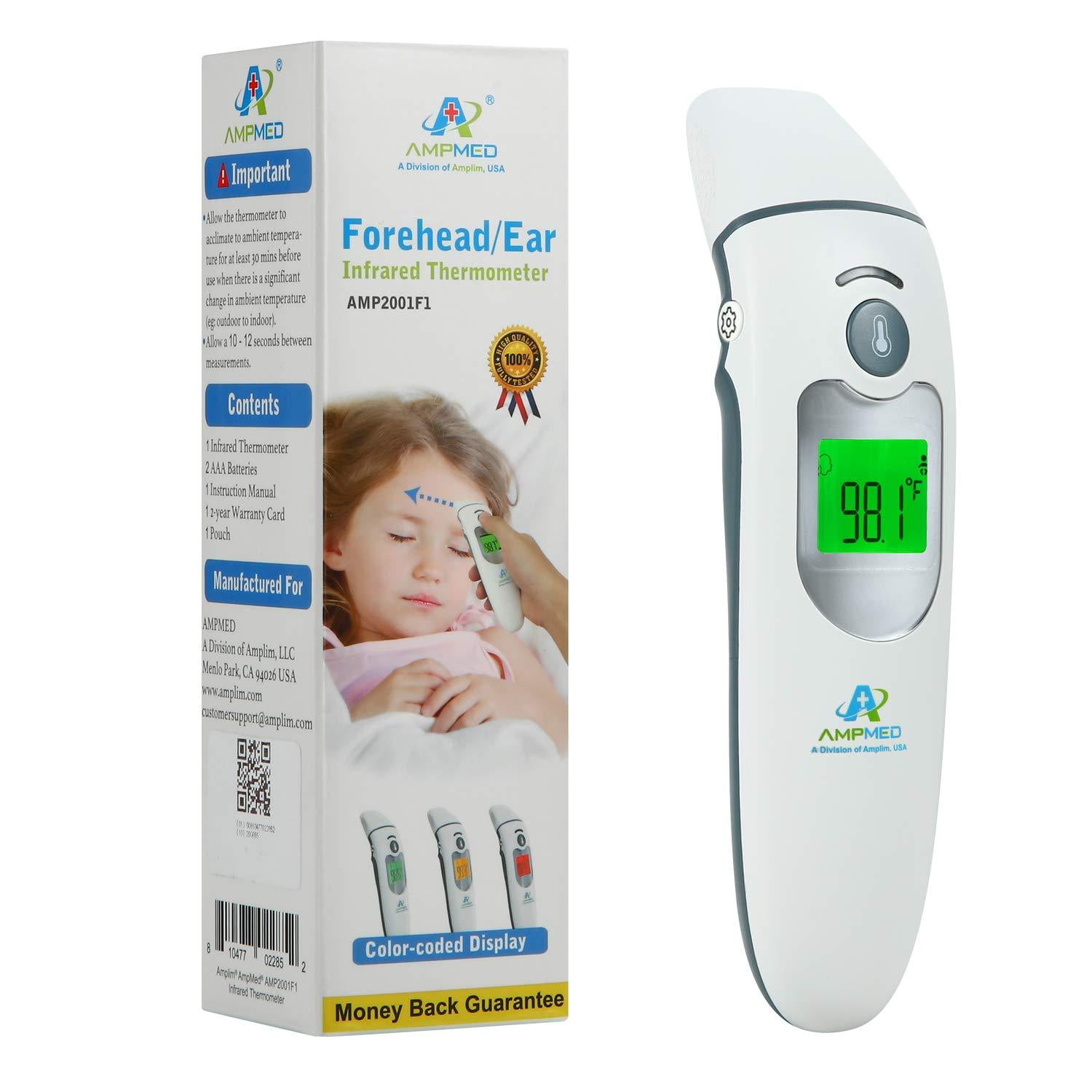 for Kids Adults Toddlers PHTM10BTBL Digital Medical Body Thermometer for Fever Blue Infants Infrared Forehead Thermometer Ear Function Children 